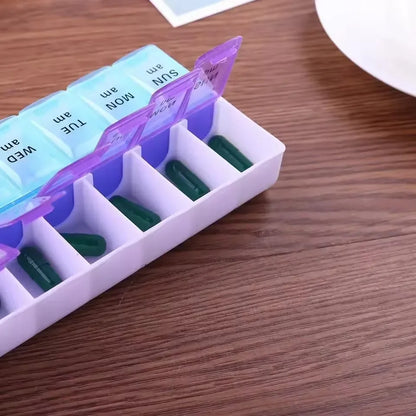 Weekly Pill Box Organizer Cases Portable Pillbox 7 Days 14 Grids Pills