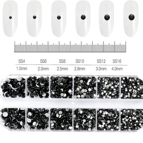 12Grids SS6-SS30 Mixed Nail Rhinestones Shiny Clear/Gold/Pink/Blue