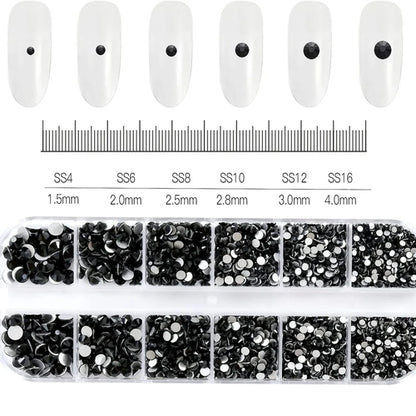 12Grids SS6-SS30 Mixed Nail Rhinestones Shiny Clear/Gold/Pink/Blue