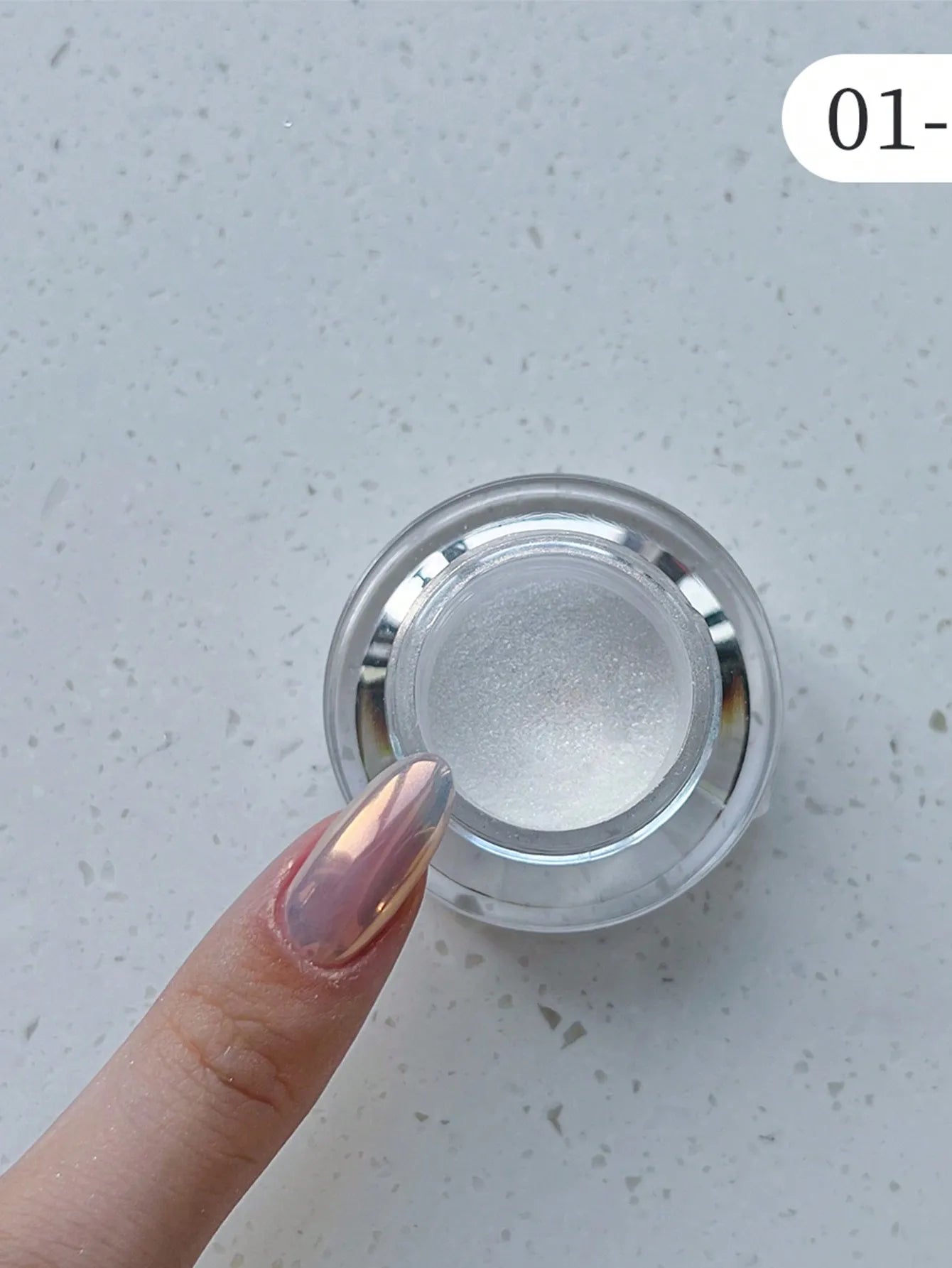 1 box Moonlight Mirror Nail Powder Silver Fine Glitter Metallic Effect