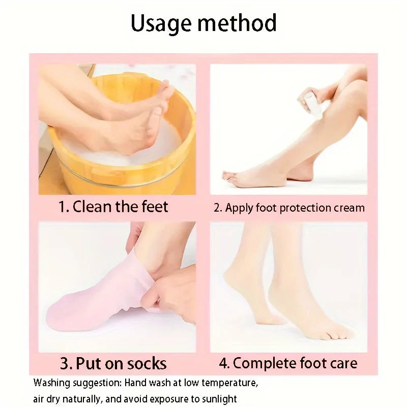 2 Pack Moisturizing Silicone Gel Socks for Dry Cracked Feet Nourishing