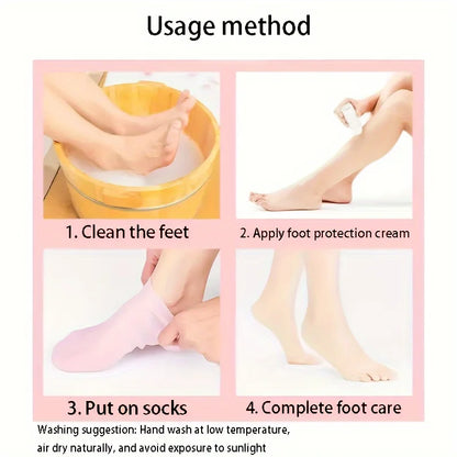 2 Pack Moisturizing Silicone Gel Socks for Dry Cracked Feet Nourishing