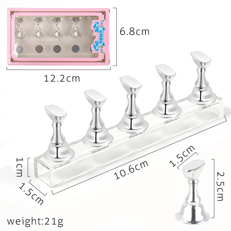 5pcs Chess Magnetic Nail Holder Acrylic Nail Tips Practice Display