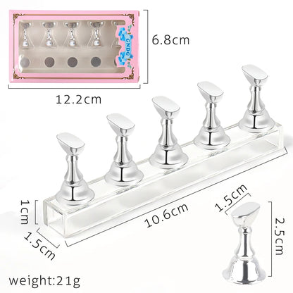 5pcs Chess Magnetic Nail Holder Acrylic Nail Tips Practice Display