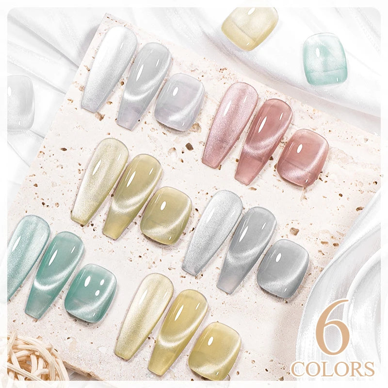 MSRUIOO 8ml Moonlight Cat Magnetic Nail Gel Polish Glitter Pink Silver