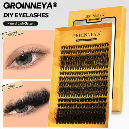 GROINNEYA Cluster Lashes DIY Eyelash Extension C Curl Long Individual