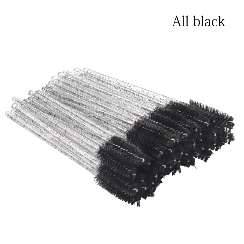 50Pcs Makeup brushes Disposable Crystal Eyebrow brush Diamond Handle