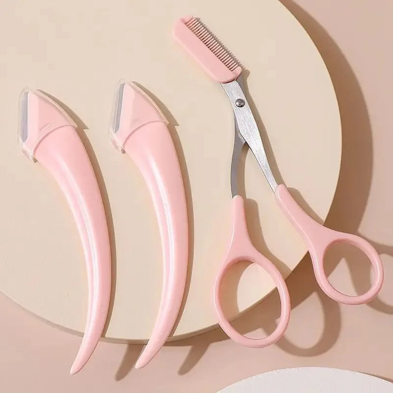 Eyebrow Trimmer Set, Curved Eyebrow Razor, Eyebrow Scissors With Comb,