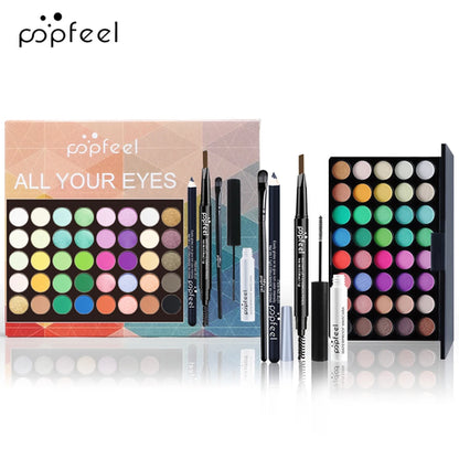 POPFEEL Eye Makeup Set, Eyeshadow Palette, Eyeliner, Mascara, Eyebrow