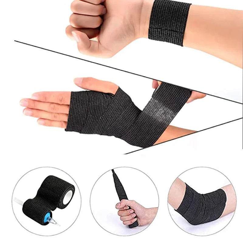 5/10/15/20 Black Tattoo Grip Bandage Cover Wraps Tapes Nonwoven