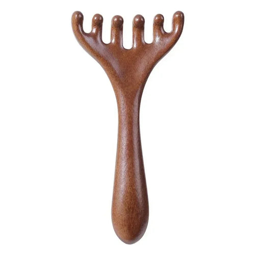 6-Claw Head Massager Wooden Meridian Massage Comb Body Gua Sha Tool