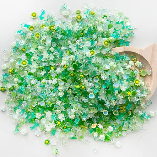 100PCS Random Mixed Strawberry Flowers Nail Charms Sweet Resin