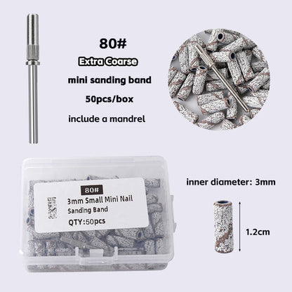 3mm Nail Sanding Bands-80/120/180/240 Grit Mini Nail Drill Bit