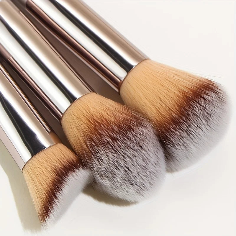 10 Pcs Champagne Gold Makeup Brushes Complete Set of Foundation Loose
