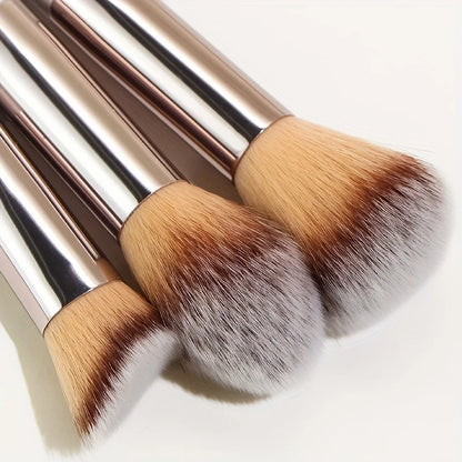 10 Pcs Champagne Gold Makeup Brushes Complete Set of Foundation Loose
