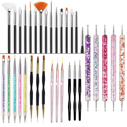 5/20Pcs Nail Art Brush Design Tip Painting Drawing Carving Dotting Pen
