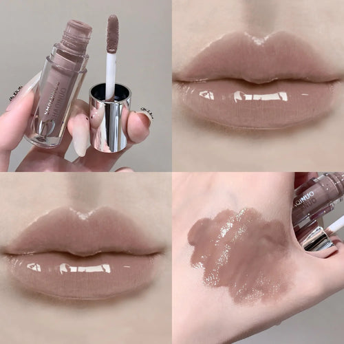 SHAQINUO Water Light Mirror Lip Gloss Lasting Moisturizing Cool Black