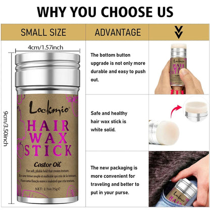 Styling Hair Wax Stick High Shine Smooth Hair & Wig Solid Wax Stick