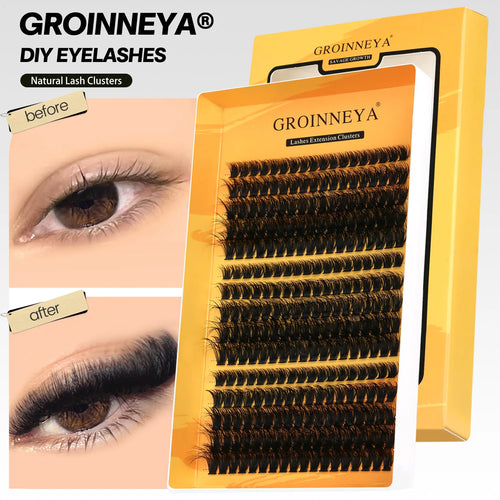 GROINNEYA Cluster Lashes DIY Eyelash Extension C Curl Long Individual