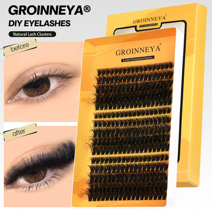 GROINNEYA Cluster Lashes DIY Eyelash Extension C Curl Long Individual