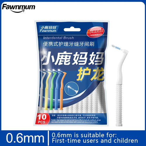 10 PCS Fawnmum L-Shape Interdental Brush Wire Orthodontic Interdental