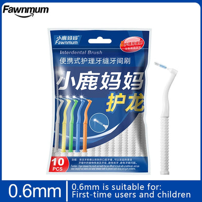 10 PCS Fawnmum L-Shape Interdental Brush Wire Orthodontic Interdental