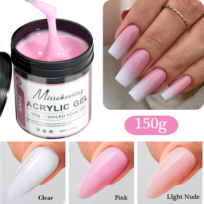2/3Jars Poly Nail Gel UV LED Cured Builder Nail Gel Set Light Nude