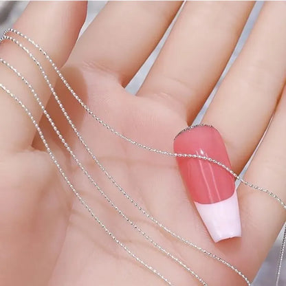 1M/Pack 0.8mm Gold Silver Nail Bead Chain Charm Ellipse Stone Nail Art