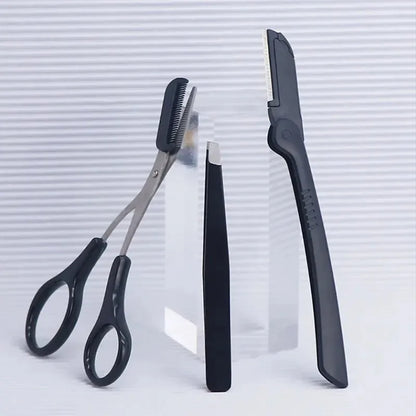 1/3pcs stainless steel eyebrow clip comb Scissors Eyebrow trimmer