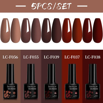 LILYCUTE 5Pcs/Set 7ML Red Brown Nail Gel DIY Nail Art Semi Permanent