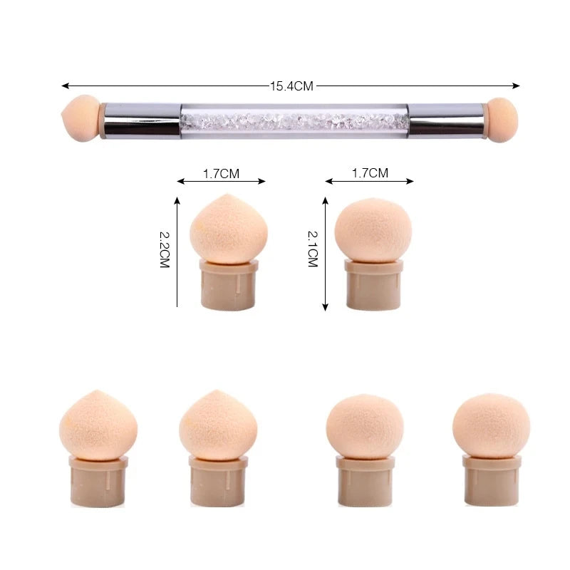 Double-ended Gradient Shading Pen Dotting Brush Head Sponge Rhinestone