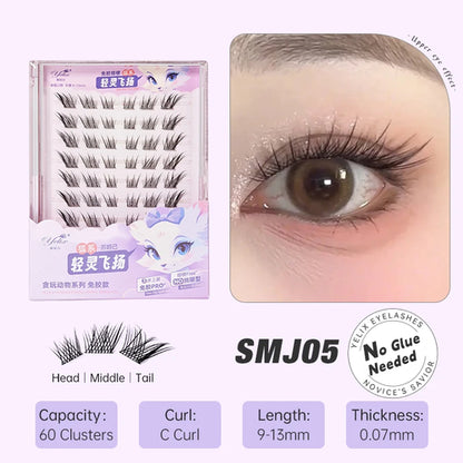 Yelix DIY Clusters Eyelashes Glue-free False Eyelashes Natural Eyelash