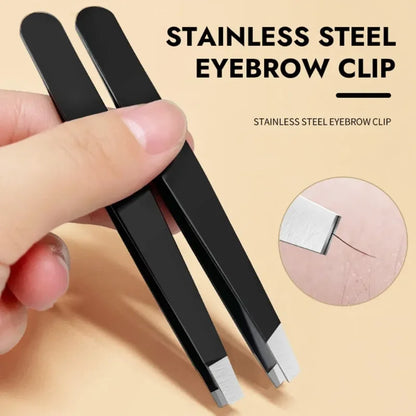 CNK  Wholesale  Stainless Steel Black Eyebrow Tweezer with Slant and
