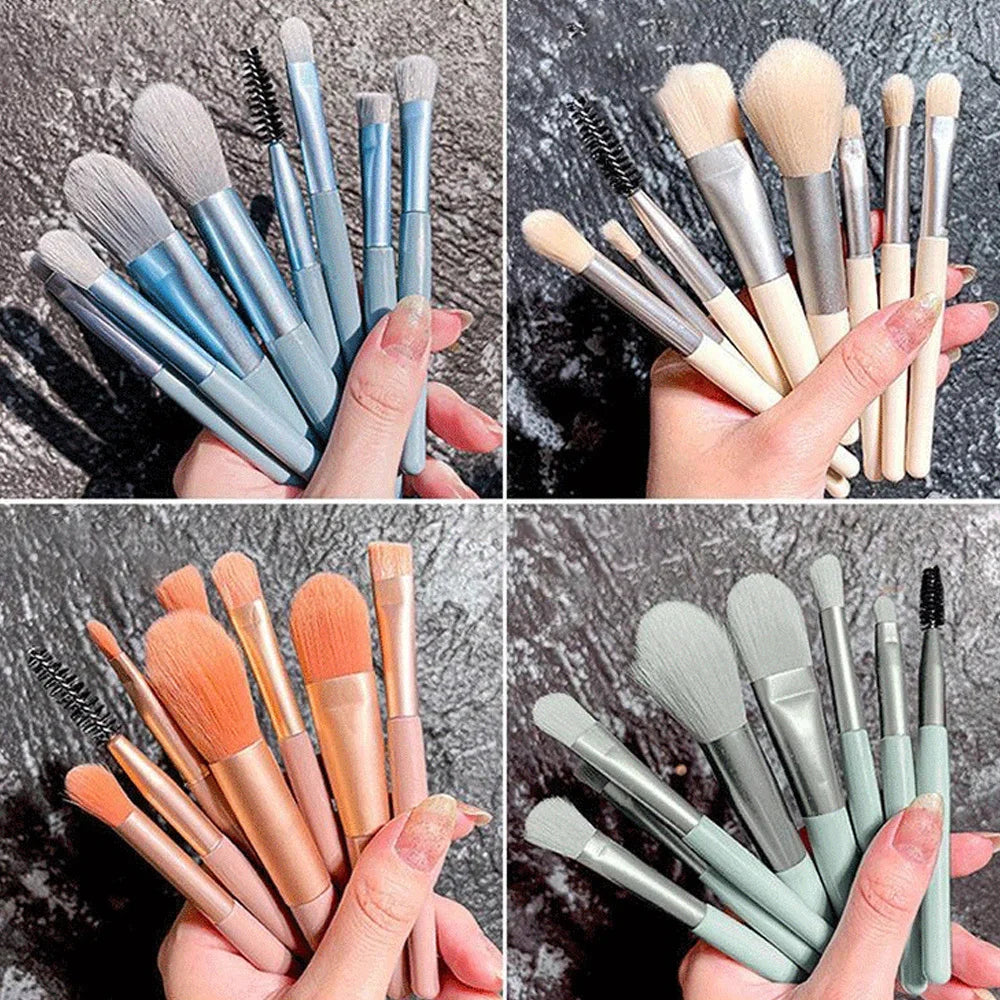 New 8Pcs Makeup Brush Set Makeup Concealer Brush Blush Loose Powder