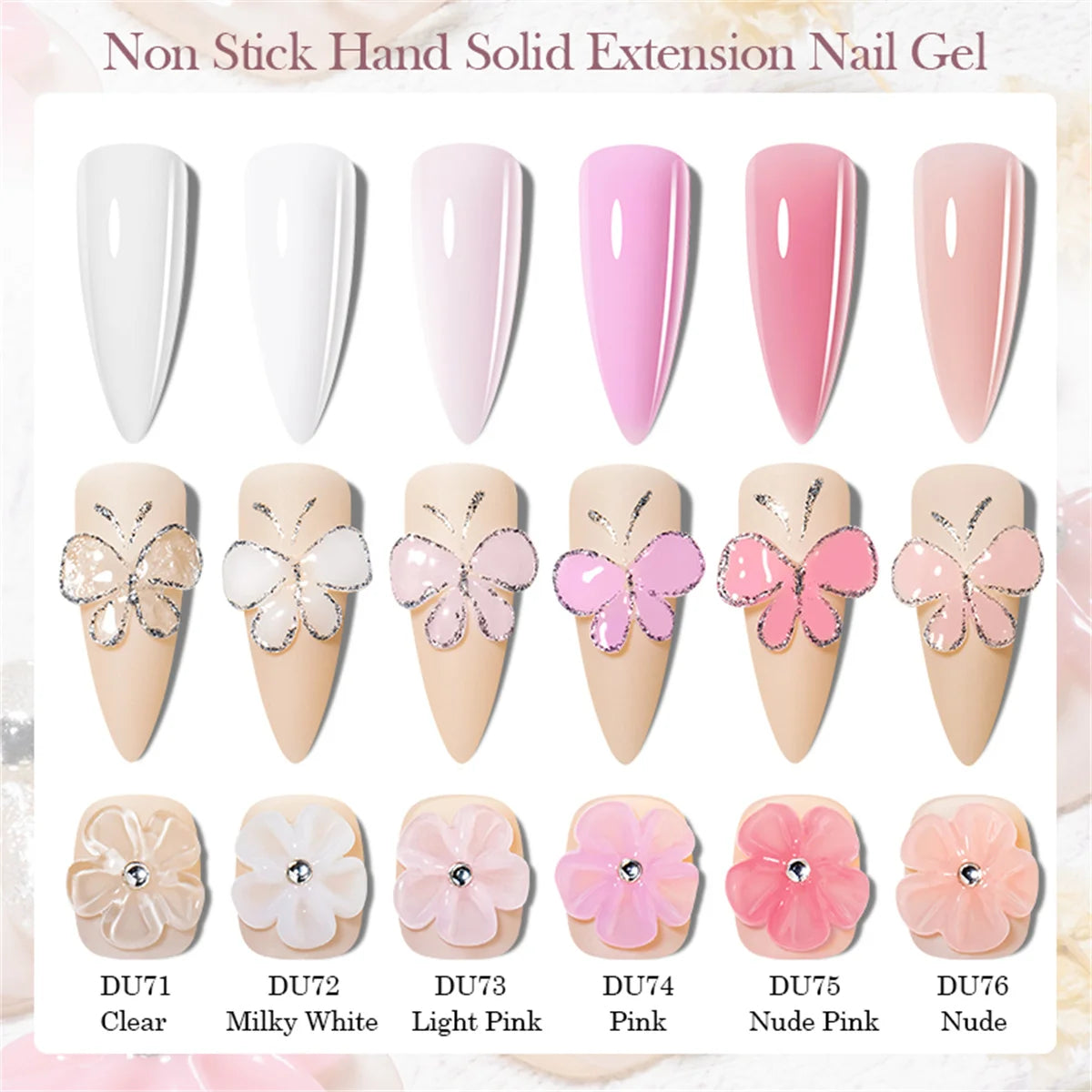 Clear Non-Stick Hand Extension Gel Nail Polish 3D