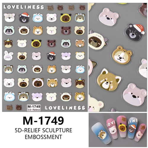 5D Nail Art Stickers Love Hearts Stars French Nail Art Design