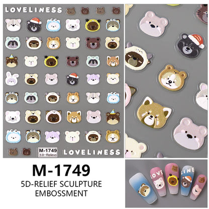 5D Nail Art Stickers Love Hearts Stars French Nail Art Design