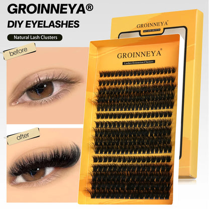 GROINNEYA Cluster Lashes DIY Eyelash Extension C Curl Long Individual