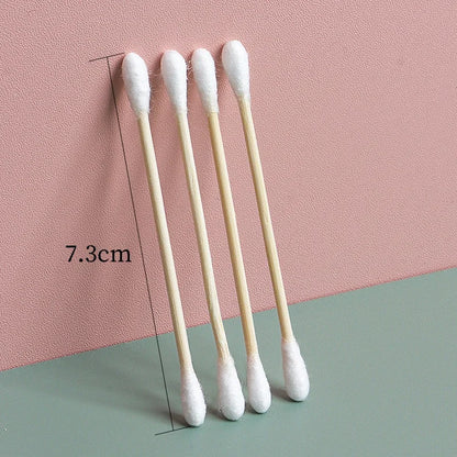 500/1000pcs Double-Headed Wood Cotton Swabs for Nose & Ear Cleaning