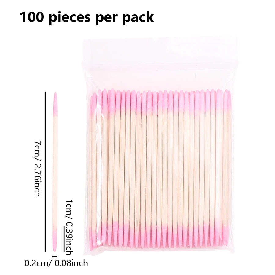 100Pcs Double-Ended Cotton Swabs Fine Pointed Tips for Nail Art Makeup