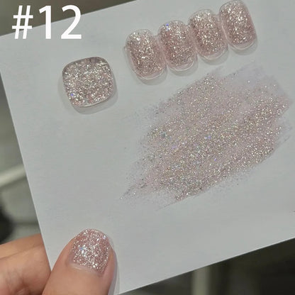 10ml 1-12pcs Gold Sparkling Platinum Nail Gel Polish Glitter Long