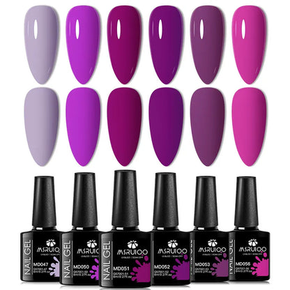 6pc All-season Gel Nail Polish Set Nude Pink Red Glitter Semi
