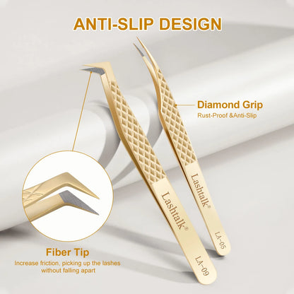 Lashtalk Precision Fiber Tip Tweezer Eyelash Extensions Diamond Grip