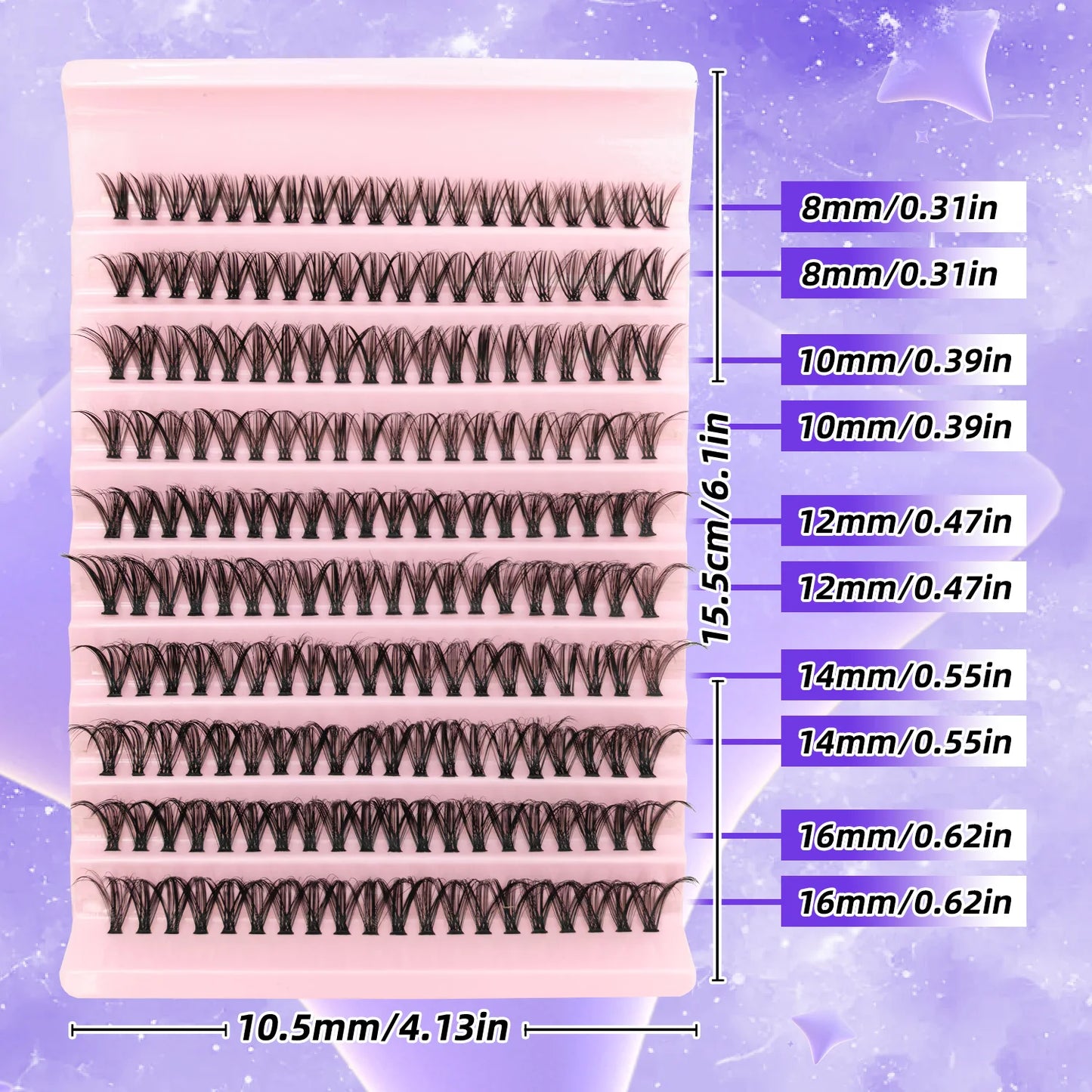 200PCS D Curl Eyelash Cluster Set with 30D40D80D and 80D Spiky Style