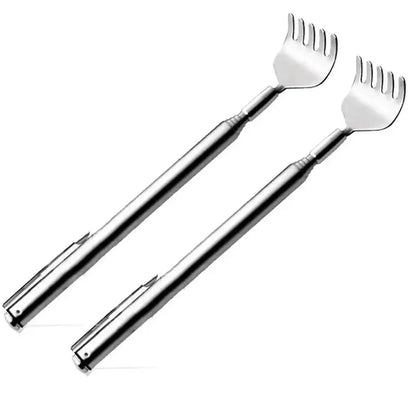silvery Telescopic Back Scratcher,  Portable Extendable Stainless