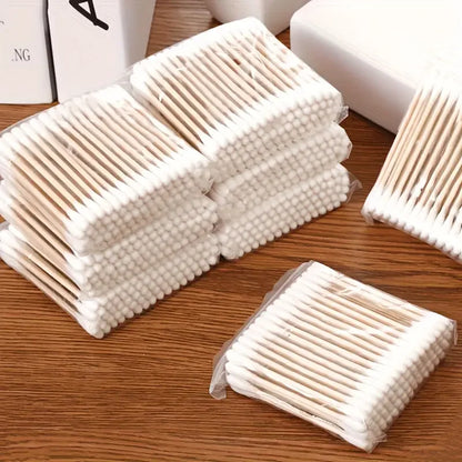 500pcs Bamboo Double-Ended Cotton Swabs - Gentle for Ears & Makeup,