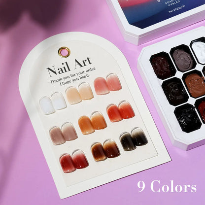 LIMEGIRL 9 Color Gradient Painting Gel Nail Art Gradient Color DIY