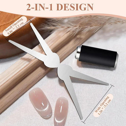 2 in 1 Scissor-Shaped Cat Eye Nail Magnet Set for French Effect DIY