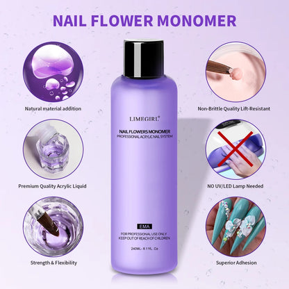 LIMEGIRL Nail Acrylic Liquid Monomer Crystal 40ml/75ml/120ml/240ml for