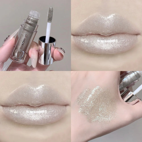 SHAQINUO Water Light Mirror Lip Gloss Lasting Moisturizing Cool Black